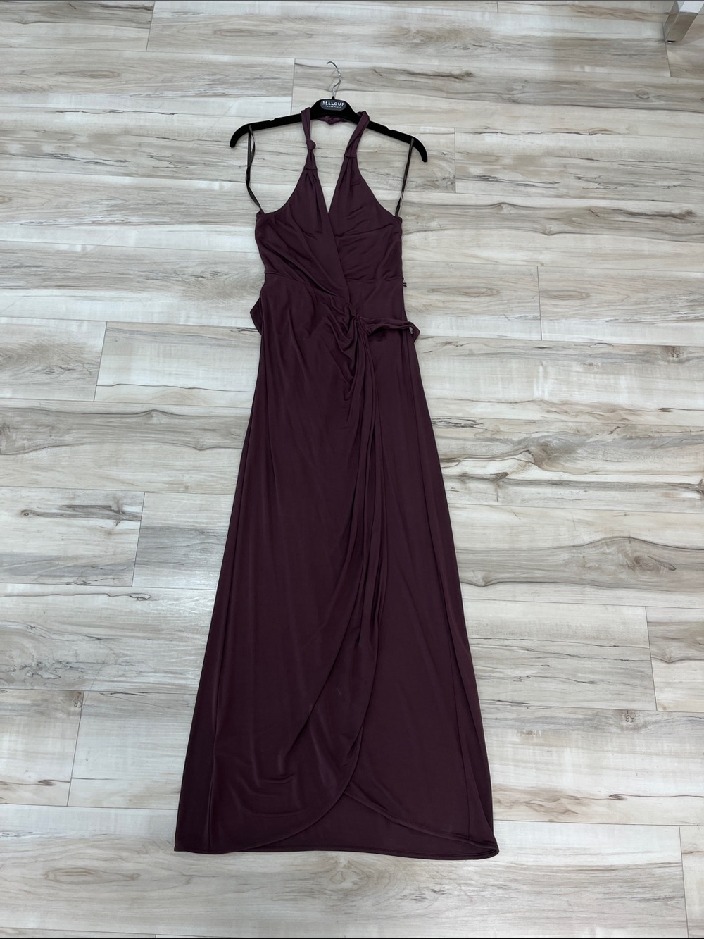 STAUD Deep Wine Wrap Maxi Dress